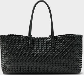 Simons Womens Braided faux-leather baguette bag