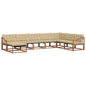vidaXL Conjunto De Sof&aacute;s De Exterior Con Coj&iacute;n 8 Pcs Natural Y Beige Vidaxl