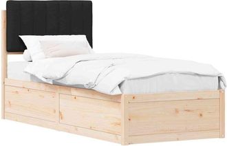 vidaXL Estructura De Cama Con Cabecera Tapizada Negro 75 X 190 Cm Vidaxl