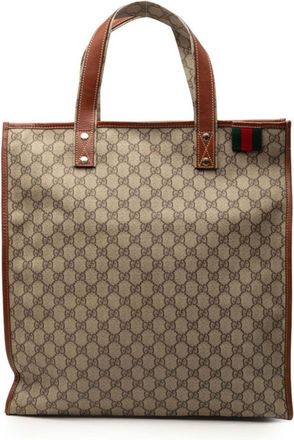 Gucci Beige Brown Gg Supreme Pvc Leather Tote Bag (Pre-Owned)