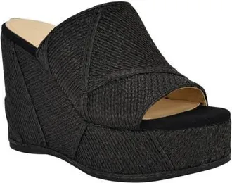Guess Evenz Platform Wedge Sandal in Black at Nordstrom, Size 8.5