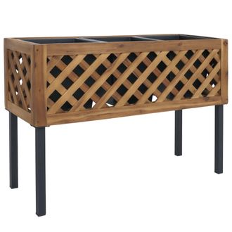 Hhg [nunca Usado] Jardinera Elevada Hhg-465, Maceta Para Flores Y Plantas, Para Interior Y Exterior, De Madera De Acacia Con Certificaci&oacute;n Mvg, 59 X 82 X 