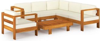 vidaXL Vidaxl - Conjunto De Jard&iacute;n 7 Piezas Con Cojines 100x60 Cm Madera De Acacia