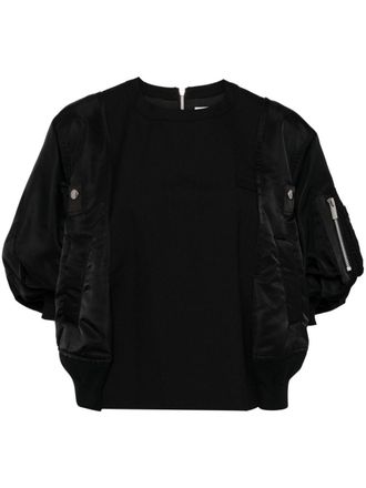 sacai puff-sleeved T-shirt - Black