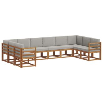 vidaXL Conjunto De Sof&aacute;s De Exterior 10 Pcs Gris Natural Y Claro Vidaxl