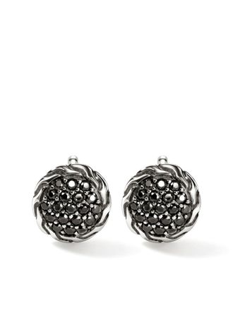 John Hardy Orecchini a bottone Carved Chain con zaffiro - Argento
