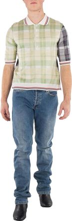 Thom Browne Mens Seasonal Multi Fun-Mix Cotton Silk Madras Polo Shirt