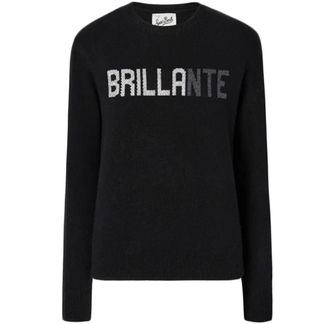 MC2 Saint Barth Black Long-Sleeved Sweatshirt with Rhinestone Detail