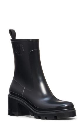 Moncler Loftgrip Block Heel Rain Boot in Black at Nordstrom, Size 8Us