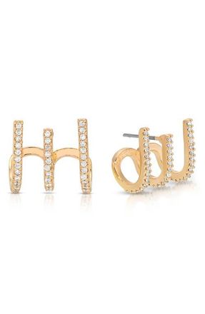 Ettika Crystal Ear Wrap Stud Earrings in Gold at Nordstrom