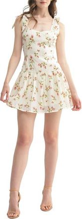 All in Favor Floral Tie Shoulder Minidress in Cream Red at Nordstrom, Size Medium