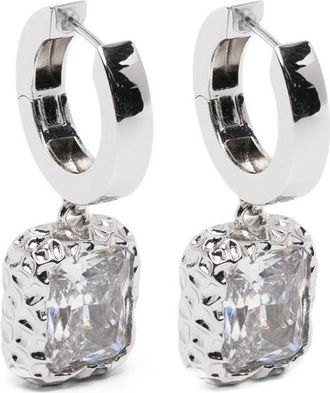 Darkai Radiant White Textured Drop Earrings