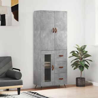 vidaXL Vidaxl - Aparador Alto Madera Contrachapada Gris Hormig&oacute;n 69,5x34x180 Cm