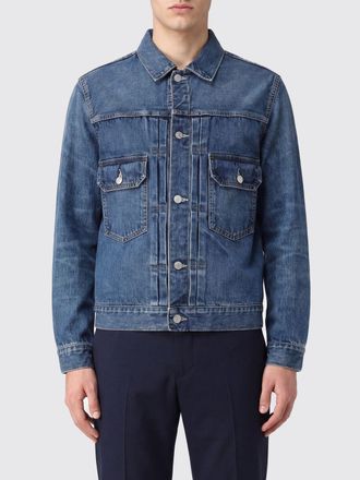 Yohji Yamamoto Giacca di jeans in denim di cotone con tasche a toppa e bottoni metallici