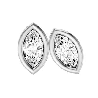 Diamond2Deal 14K White Gold 0.50 Ct Lab Grown Marquise Shape Diamond Solitaire Stud Earrings Color- E-F, Clarity- VS1