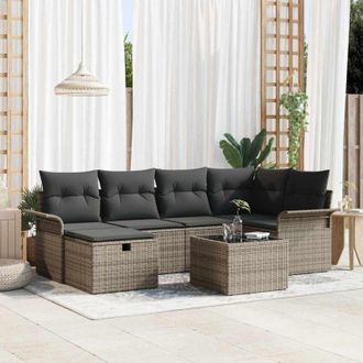 vidaXL Vidaxl - Conjunto De Sof&aacute; De Jard&iacute;n 7 Pcs Gris 242.5 X 132.5 X 85 Cm