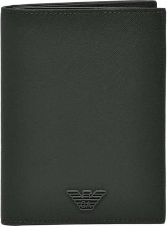 Emporio Armani Military Green Polyurethane Saffiano Cardholder