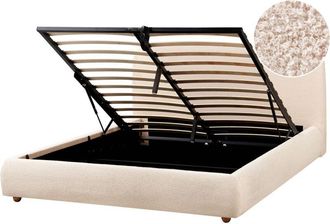 Beliani Cama Con Almacenaje Minimalista Moderno 160 X 200 Cm Boucl&eacute; Beige Claro Blagnac
