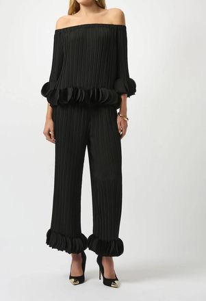 Joseph Ribkoff Lightweight Pleated Wide Leg Pants In Black