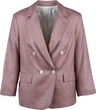 Eleventy Pink Double-Breasted Wool Silk Jacket