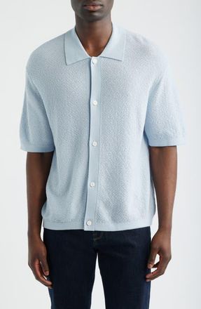 Frame Denim Short Sleeve Wool Cardigan in Pale Blue at Nordstrom, Size Xx-Large