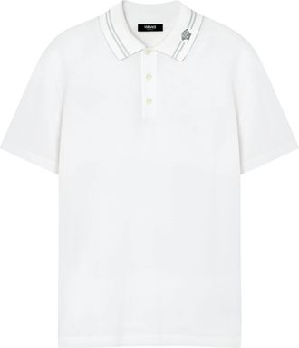 Versace Black Classic Short-Sleeve Double Stripe Polo