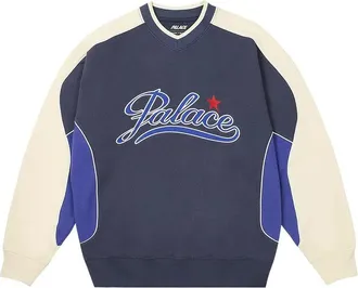 Palace Star Script Crewneck Sweatshirt Navy P26CS006