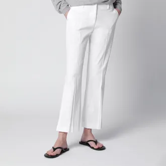 Pantaloni Torino Pantaloni svasati a vita media in cotone bianchi