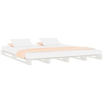 vidaXL Cama de palets de madera maciza de pino blanca 140x200 cm Vidaxl