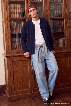 Trendyol MAN Heren Donkerblauw Effen Lang Regular fit Vesten