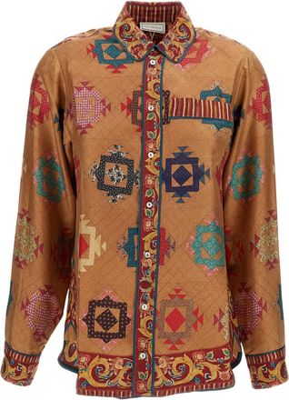 Pierre-Louis Mascia Multicolor Tapestry Print Silk Twill Long-Sleeve Shirt