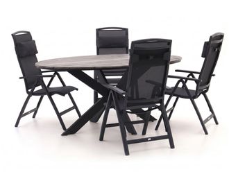 Forza Furniture Forza Capri/Fidenza &oslash;126cm dining tuinset 5-delig verstelbaar