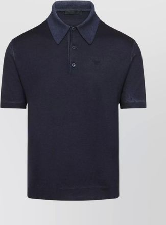 Prada ribbed collar cashmere polo shirt