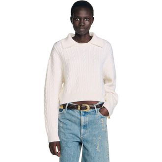 Sandro Sailor-neck sweater in Ecru at Nordstrom, Size X-Large