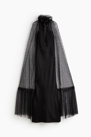 H&M Cape-Kleid aus Mesh - Schwarz