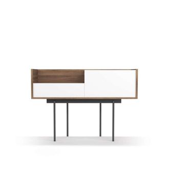 HERDASA Herdasa - Recibidor Modelo 673 Acabado Nogal Combinado Con Blanco, 84cm(alto) 122cm(ancho) 42cm(prof.)