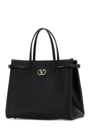 Valentino Garavani Womens Black Leather Vlogo Signature Shopping Bag Nero Borse A Mano