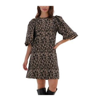 Co'Couture Mini-jurk met dierenprint - Dames - Korte kleedjes - Bruin - S - Polyester - Kleedjes