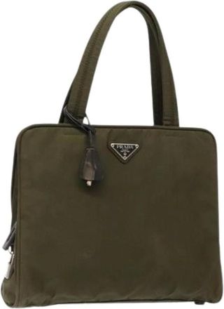 Prada Pre-owned Handbags, female, Green, Size: ONE SIZE Pre-owned Nylon Handbag