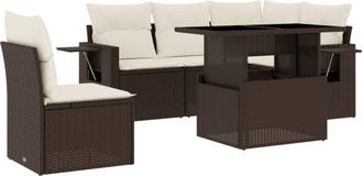 vidaXL Set sofás de jardín 6 piezas y cojines ratán sintético marrón Vidaxl