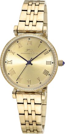 Porsamo Bleu Womens Emma Stainless Steel Gold Tone Sunray Dial Watch 1411BEMS