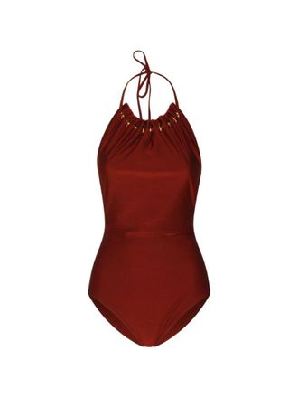 Zimmermann Red Halter Neck Solid Swimwear