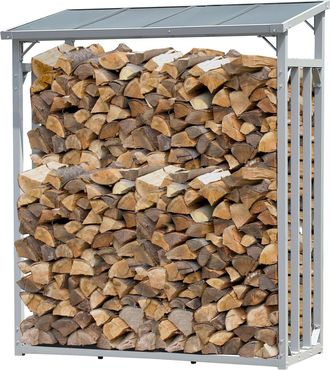 Quick-Star Quick-star - Aluminium Kaminholzregal 130 X 70 X 185 Cm Garten Kaminholzunterstand 1,6 M&sup3; Kaminholzlager Stapelhilfe Aussen