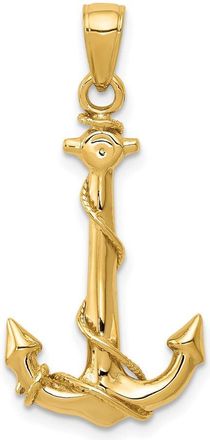 Diamond2Deal 14k Yellow Gold 3D Anchor Rope Pendant