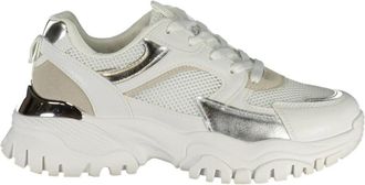 Laura Biagiotti Sportschoen met veters - Dames - Sneakers - Wit - 39 EU - Polyester - Schoenen
