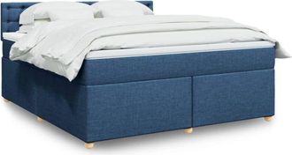 vidaXL Cama Box Spring Con Colch&oacute;n Tela Azul 180x200 Cm Vidaxl