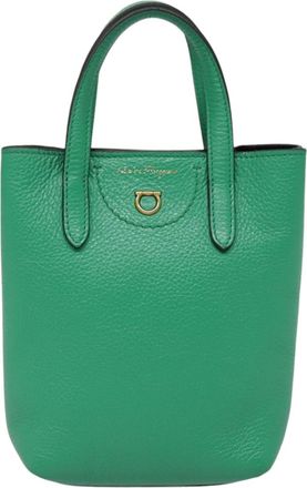 Ferragamo Gancini Green Leather Handbag (Pre-Owned)