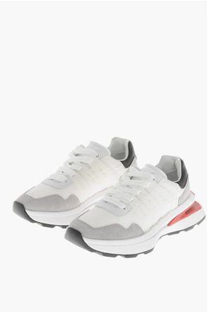 Dsquared2 Leather and Nylon Low-Top Sneakers SLASH with Contrast Detai size 35