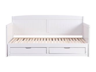 Vente-Unique Trundle Bed 90 X 190 Or 180 X 190 Cm - With Extendable Base and in White | Size: Single