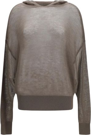 Rick Owens Sudadera con Capucha de Punto Semitransparente - Sweatshirts & Hoodies - Mujer - Marr&oacute;n - S